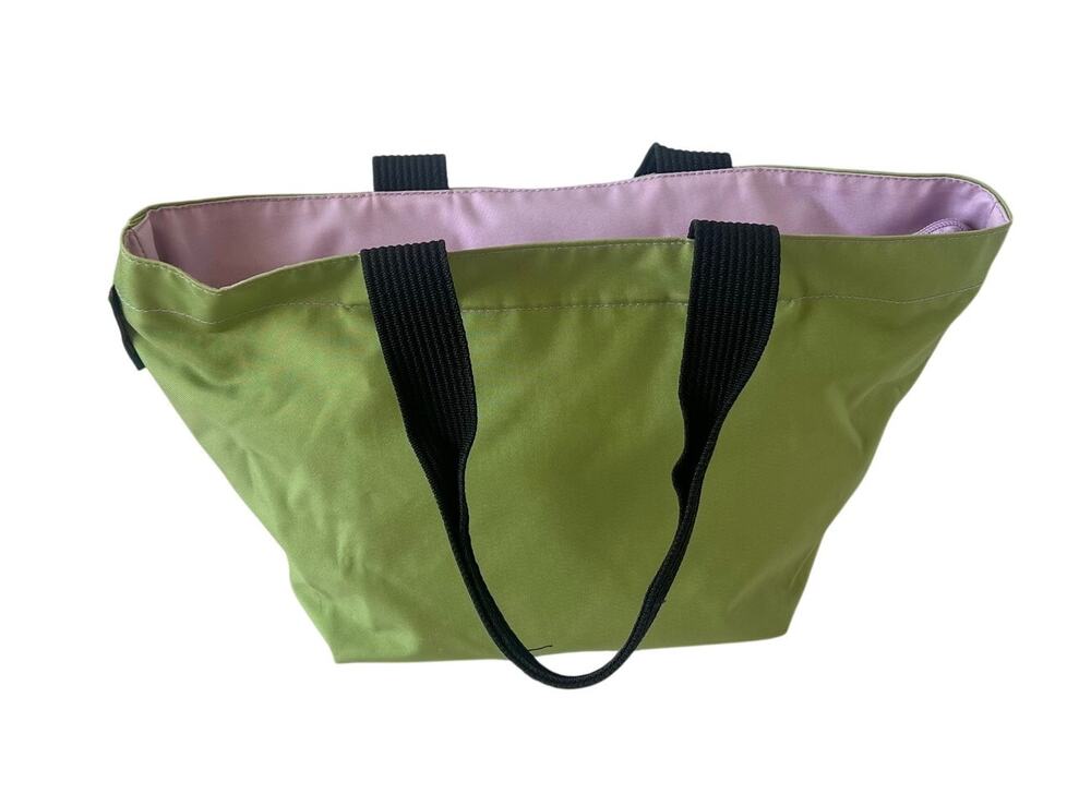 Herve Chapelier Nylon Tote Bag Bicolor Lime Green Lavender France Shopping Bag